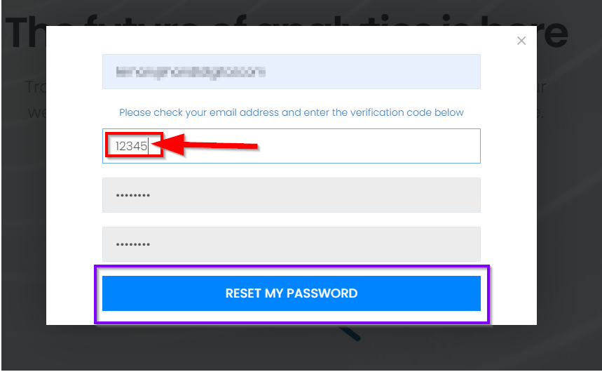 4- write the verification code here and your new password then click reset my password.png