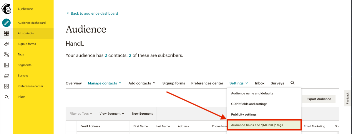 MC4WP 1-)Go to fields and MERGE tags from setting on Mailchimp.png